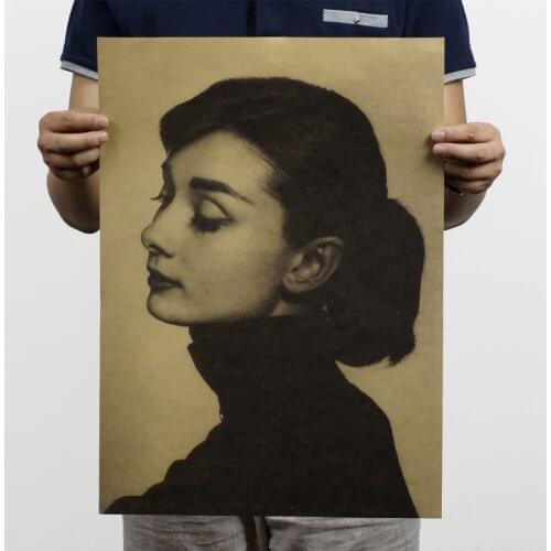 Audrey Hepburn Vintage Classic Series Movie Poster Retro Kraft Paper Room Decoration Stickers Cafe Wall Decor Wall Sticker Gift