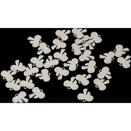 Wholesale 100pcs DIY Accessories 10*10mm Small Bow Tie Charm Stainless Steel Pendant