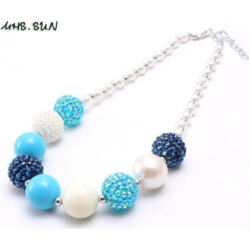MHS.SUN Girls Kids Chunky Beads Necklace Fashion Design Child Toddler Handmade Bubblegum Chunky Necklace Party Gifts Jewelry