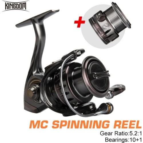 Kingdom MC Fishing Reels Spinning Carbon Fiber 5.2:1 Gear Ratio 10+1 Ball Bearings Shallow Deep Spool Saltwater Reel For Carp