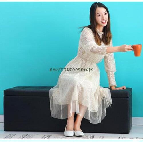 Red Solid Wood Clothing Store Rectangular Sofa Shoe Changing Stool Shoe Cabinet Bed End Storage Stool Storage Fitting Roo