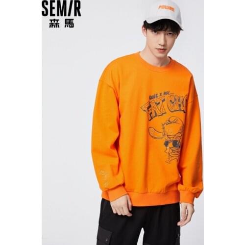 SEMIR Sweatshirt Men Spring 2021 New Loose O Neck Pullover Youth Personality Creative Bottoming Hoodies