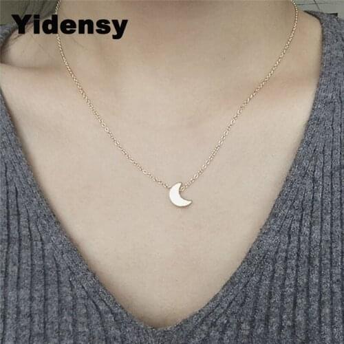Yidensy 2pcs Fashion Moon Heart Pendant Chain Necklaces Colliar Choker Gold Silver Color for Women Party Statement Jewelry Gift