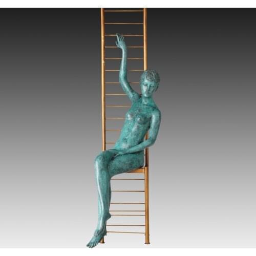 Western Bronze Nude Female Sculpture Statue Modern Naked Woman Art Life Size Greenish Hot Cast Hotel Decoration