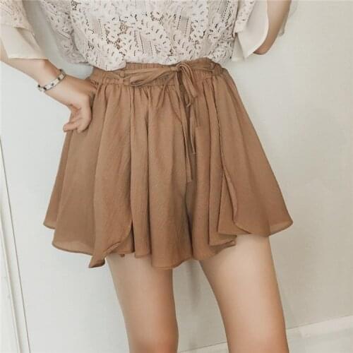 VOOCIEC 2020 Ladies Chiffon Skirts Womens Summer High Waist A Line Mini Sexy Skirts Female Spliced Woman Pleated School Skirt