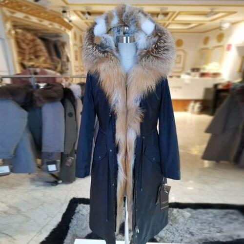 WINTER PALACE new raccoon fur collar Mid-length Removable cotton lining Send to overcome female Overcoat Ladies jacketPK1759