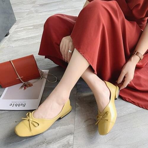Women flat shoes spring 2020 Comfortable non-slip fashion bow foundation sweet elegant candy-colored platform women shoes U19-63