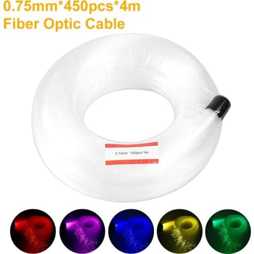 0.75mm*450PCS*4M Ultra Bright Light Guide End Glow Fiber Optic Starry Sky Top Light Source Machine For Car Lighting