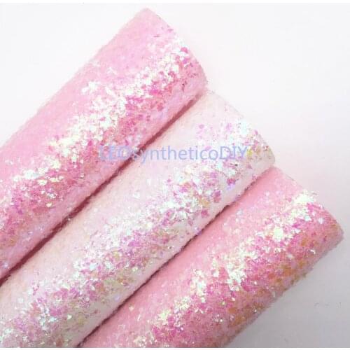 1PC 21X29CM Glitter Fabric, Pink Glitter Leather Sheets For Making Bows LEOsyntheticoDIY 4S12B
