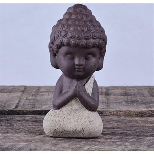 1Pcs Small Buddha Statue Monk Figurine India Mandala Tea Ceramic Crafts Home Decorative Ornaments Miniatures