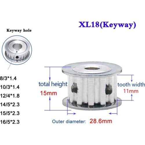 1Pcs XL 18 Teeth 20 Teeth 22 Teeth Synchronous Wheel Width 11mm Timing Belt Pulley Transmission Wheel Keyway Hole