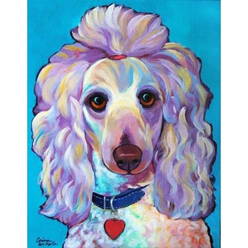 100%Hand Painted Animal Oil Painting Adorable Poodle Abstract on Canvas for Best Gift Art Work Home Decorations