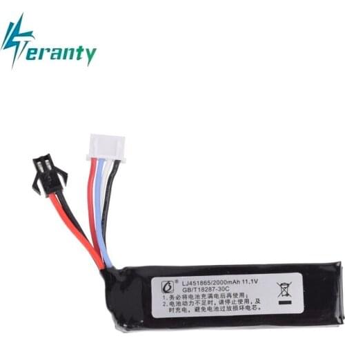 11.1v 2000mah 30C 451865 Lipo Battery SM-2P Plug Electric water gun rc helicopter 3S High power lithium polymer 1 Pcs