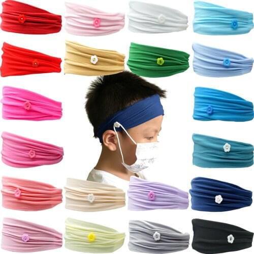 20 Colors Super Stretchy Soft Knot Baby Girl Headbands with Buttons Nylon Head Wrap For Newborn Baby Girls Infants Toddlers Kids