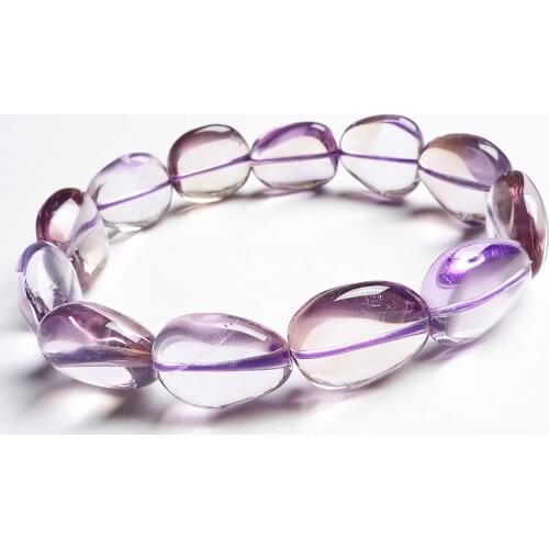 Genuine Natural Purple Crystal Oval Beads Bracelets For Women Transparent Stretch Charm Bracelet Femme Free Shipping