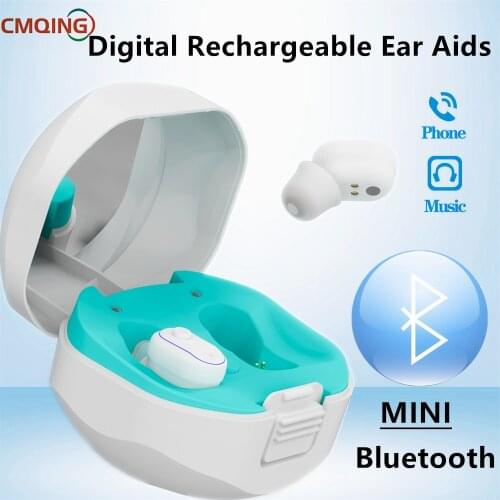 2021 Best Rechargeable Digital Wireless Hearing Aids with Bluetooth Hearing aids 4 Channels Mini ITC Sound Amplifier Portable