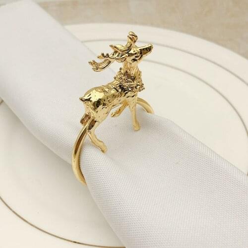 24pcs/lot New Christmas fawn napkin ring metal napkin buckle suitable for wedding holiday party table decoration