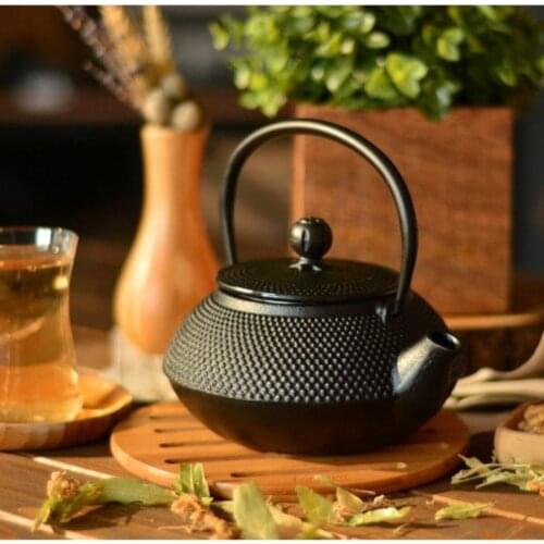 750 ML Black Cast Iron Teapot Tea Coffee Herb Tea Teapot Dowries Gift Decorative Luxury Teapot