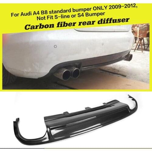 Car Style Carbon Fiber Rear Bumper Lip Car Diffuser for Audi A4 B8 Standard Sedan Only 2009 - 2012