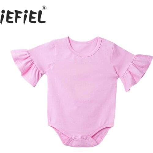 2021 Baby Summer Clothing Newborn Baby Boy Girl Solid Casual Jumpsuit Bodysuit Flare Long Sleeve Clothes Solid Outfits 0-24M