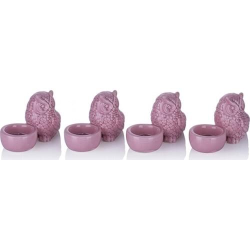 Porio 4lü Pink The Owl candle holder 11 cm
