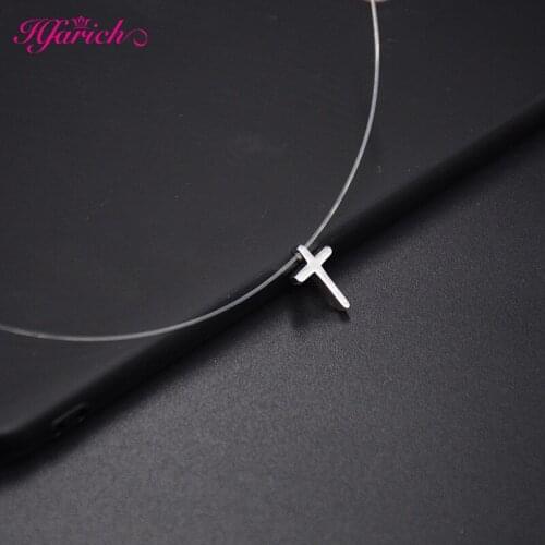 Hfarich New Fashion Fishing line Invisible Chain Necklace Tiny Heart Choker Necklace Female Collier Femme for Party Gift