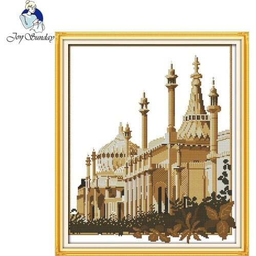 Joy Sunday scenic style Church easy cross stitch kits for stamped 14ct and 11ct hand needlecraft