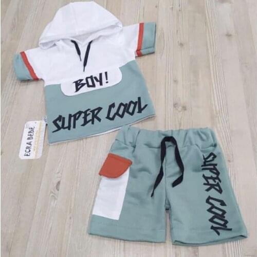Baby boy Hooded 2li Suit-MİNT
