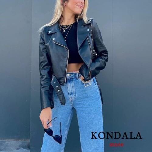 Женские кожаные куртки KONDALA China At AliExpress