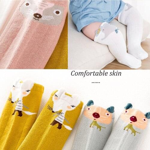 Newborn Kids Baby Boys Girls Cute Cartoon Anti-Slip Stocking Cotton Warm Knee High Socks Tights