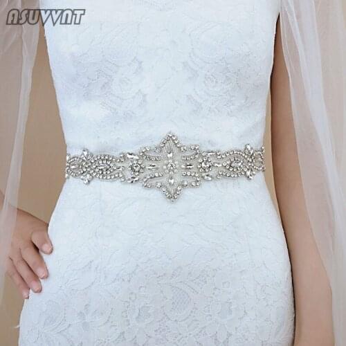 Fashion Bridal Belt Rhinestone Crystal Beaded Belt Silver Belt Shiny Belt For Women Girl Evening Dress Accessories Wedding Belt