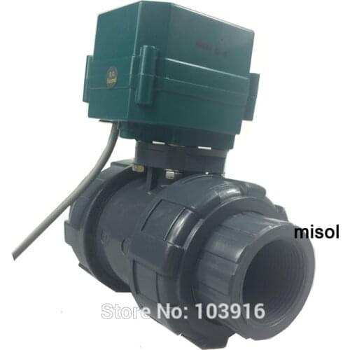 Motorized pvc valve 12V, DN40 BSP(1.5"), PVC valve, 2 way, electrical pvc valve, CR01