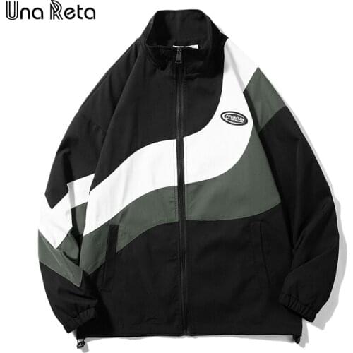 Una Reta Coat Men New Spring Autumn Long sleeve Loose Harajuku Jacket Coat Men Hip hop print Splicing Oversized Couples Jacktes