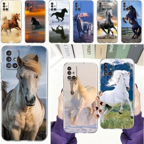 Soft Phone Case For Samsung Galaxy A51 A21s A71 A12 A31 A52 A41 A32 A02s A11 A72 A42 Clear Back Cover Funda Animal Running Horse