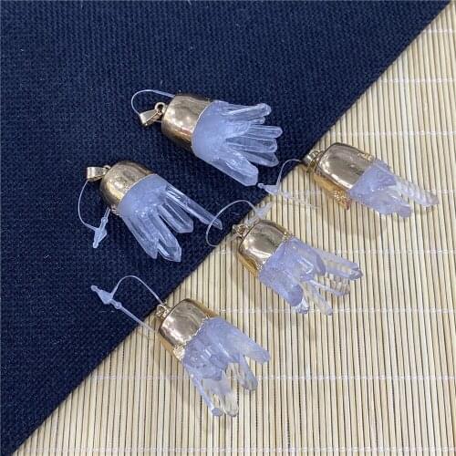 Irregular Pendant Natural Stone White Crystal Flower Shape DIY Making Jewelry Exquisite Necklace Bracelet Accessories 20-45mm