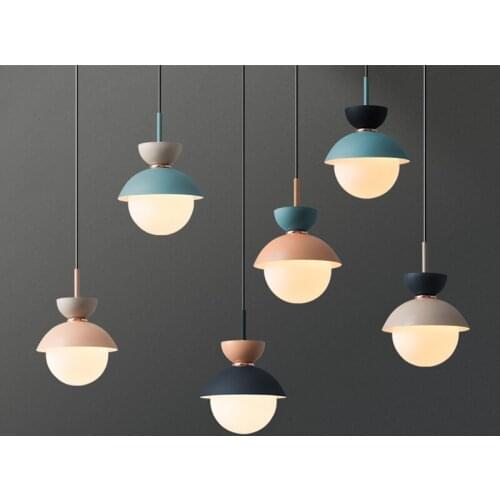 Nordic Color Pendant Lights Macaron Simple Hanging Pendant Lamps Living Room Pendant Light Fixtures Kitchen Suspension Led Lamps