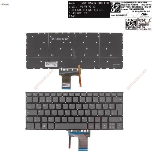 New German QWERTZ Replacement Keyboard for Lenovo IdeaPad 320S-13IKB 720S-13IKB 720S-14IKB GRAY Backlit Without FRAME WIN8