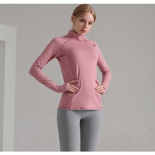 Fitness Clothes Women 's Sports Stand Collar Pullovers Training Slim -fit Sweater Yoga Clothes Breathable Elastic Close Fit Tops