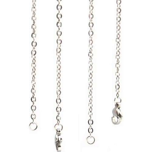 10cs 2.4mm Width 26'' Silver Stainless Steel flat oval Necklace Chain For memory living Glass Locket & oil Diffuser Locket