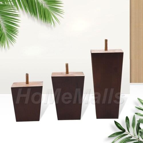 1 Piece of Wooden Furniture Legs with Square Feet Sofa Bed Table Cabinet Legs Raised Furniture Feet with Mounting Accessories