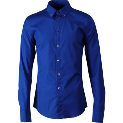Designer blue high-end business shirt men brand casual shirts male long sleeve cotton shirt mens fashion clothing spring chemise