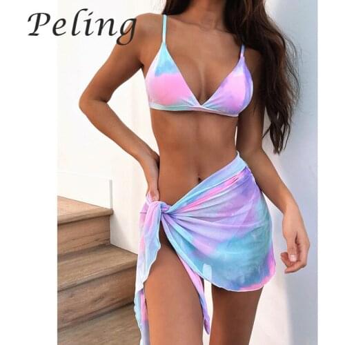 Sexy Bikinis 2021 Swimwear Women Swimsuit Swim Cover Up Thong Bikini Set 3 Piece Female Summer Beach Wear Swimming Bathing Suit