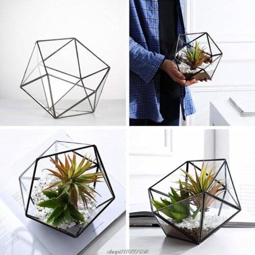 Glass Terrarium Storage Box Jewelry Holder,Glass Geometric Terrarium Tabletop Succulent Plant Box Planter AG05 21 Dropship