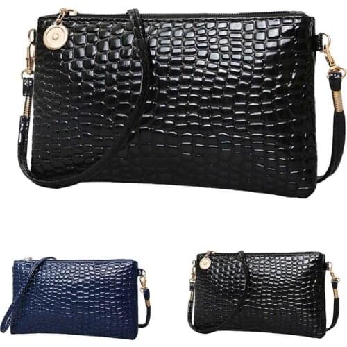 70% Hot Sell Women Crocodile Pattern Solid Color Zipper Crossbody Shoulder Bag Phone Holder