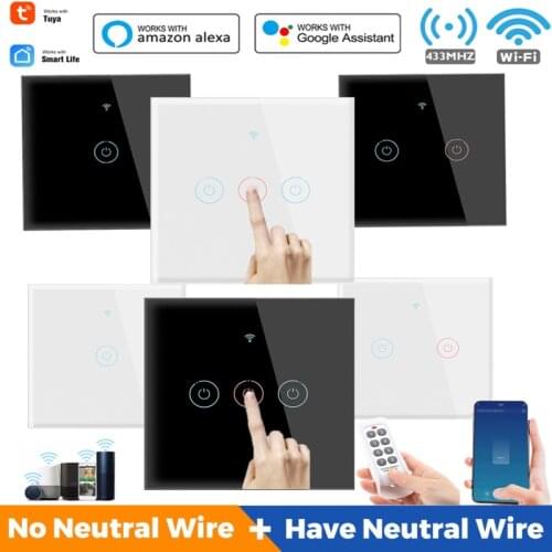 1/2/3/4 gang TUYA WiFi Smart Touch Switch Light Switch 433 MHZ RF 110-250V Home Wall Button for Alexa and Google Home Assistant
