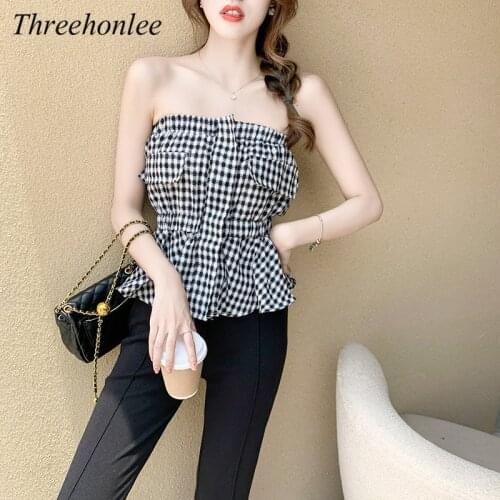 Threehonlee Black And White Blouses