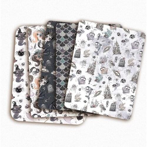 Polyester Cotton Fabric By The Yard Halloween Ghosts Theme Printed Sheet Fabric for Sewing Cloth Dress Mask DIY Crafts 45*145cm