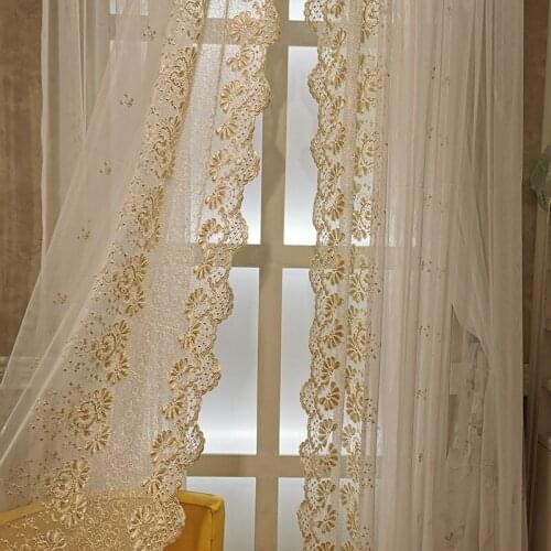 New Jane Ousheng Embroidered Window Tulle Curtains for Living Dining Room Bedroom Study Curtains Matching Window Tulle Luxury