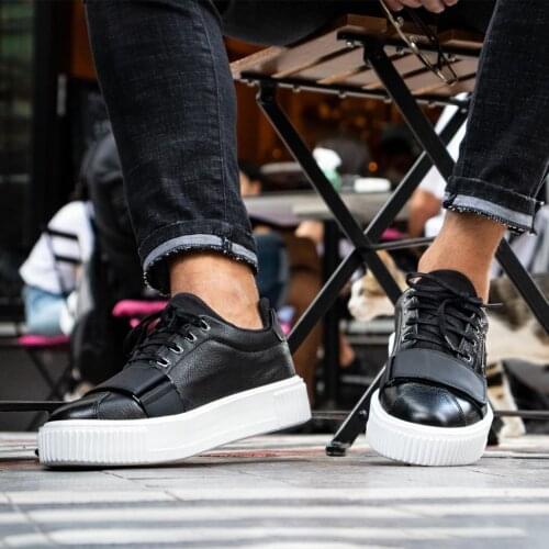 İBAY UNIQUE Men 'S Black Genuine Leather Casual Shoes