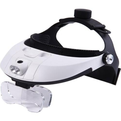 Headband Magnifying Glass Eye Repair Magnifier LED Light Helmet Style Magnifier Illuminated Loupe With 5 Replaceable lens lupa